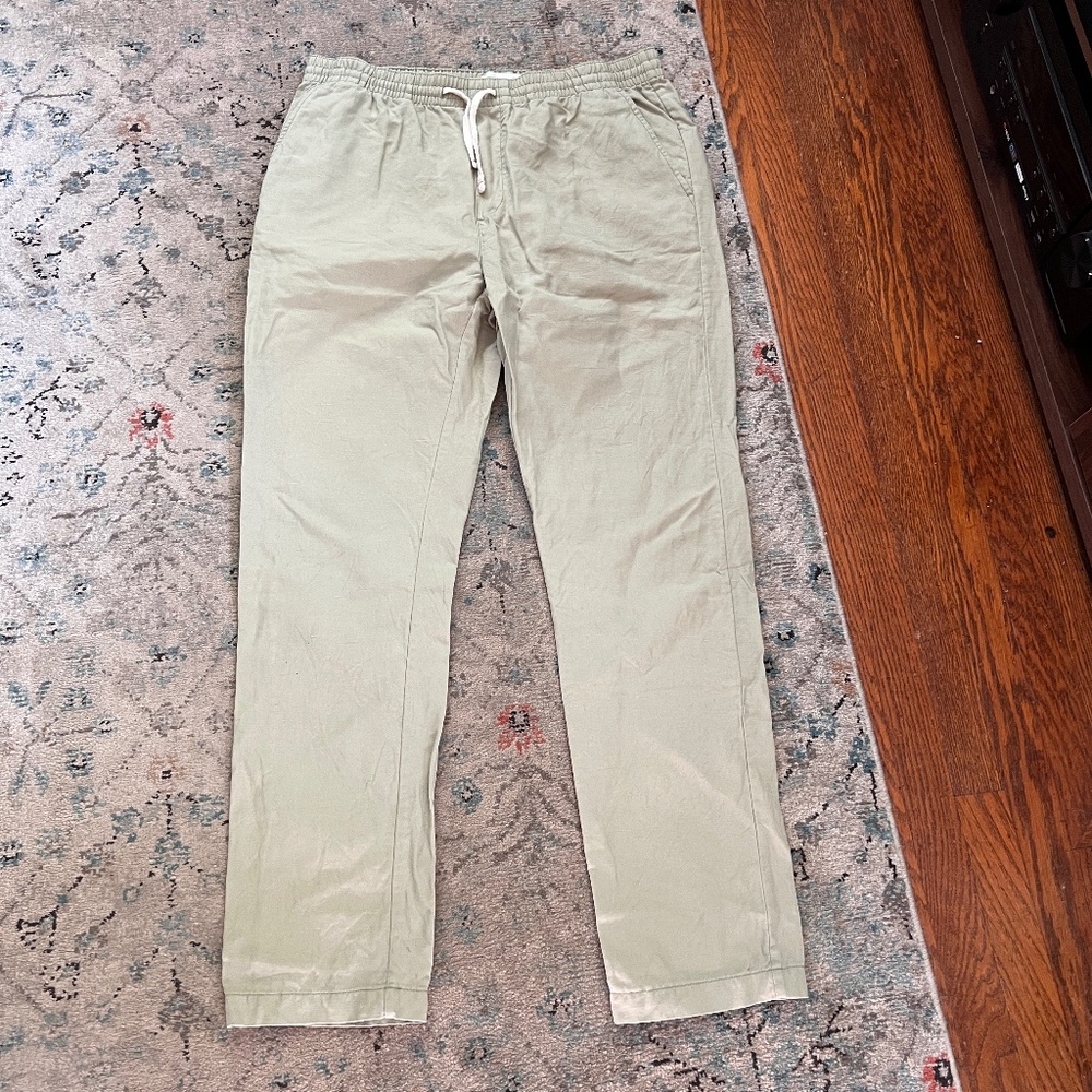 Wellen Cotton Linen Easy Pant - dusty olive, slim fit, size Medium